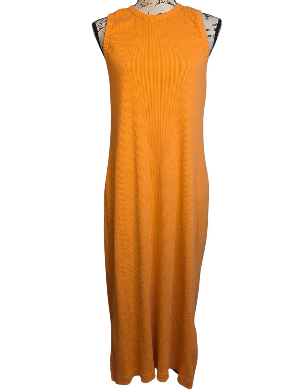 Pact Sleeveless Orange Midi Dress Organic Cotton Sz L - Picture 2 of 5